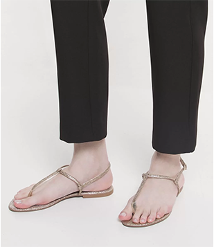 Sandália Rasteira Com Tiras Finas Dourado