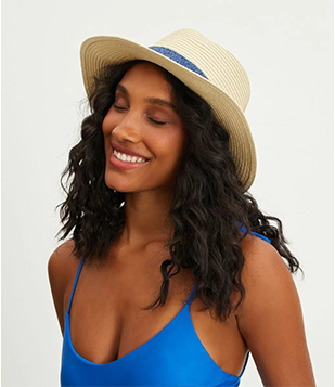 Chapéu De Praia Com Aba Média E Detalhe Faixa Trançada Off White