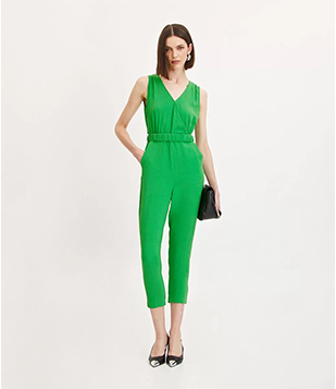 Macacão Longo Com Cinto Elástico Verde