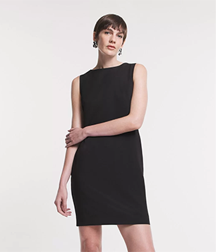 Vestido Curto Alfaiatado Sem Manga Preto