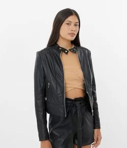 Jaqueta Com Ziper Tratorado E Bolsos