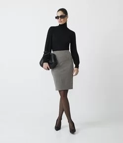 Saia lápis Em Ponto Roma Com Estampa Xadrez