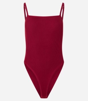 Body de Alça em Tricô com Textura Canelada Bordô