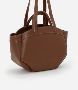 Bolsa Shopper Grande Boho Romântico com Bolso Interno Removível Marrom