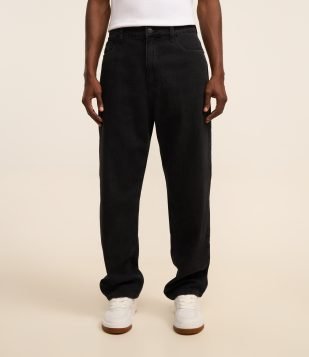 Calça Baggy em Jeans Vintage Preto