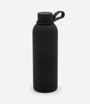 Garrafa Térmica em Metal com Textura Emborrachada Preto
