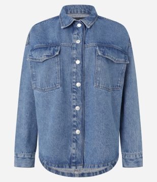 Jaqueta Trucker em Jeans com Bolsos Azul