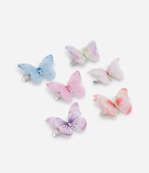 Kit 06 Presilhas de Cabelo em Formato Borboletas - Tam U Multicores