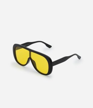 Óculos de Sol Máscara com Lente Amarela Amarelo