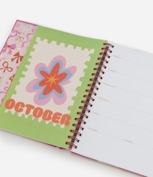 Planner com Estampa de Cereja com Lacinho Rosa