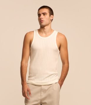 Regata em Viscose com Textura Muscle Cloud Dancer