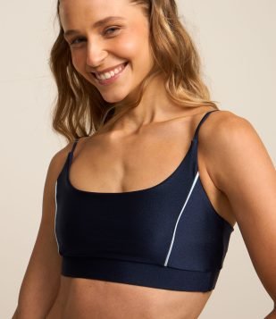 Top Esportivo em Poliamida com e Detalhe Friso Contrastante Azul