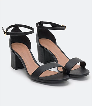 Sandália Salto Médio Em Bloco Preto