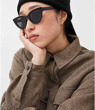 Óculos De Sol Gateado Com Haste Média Preto