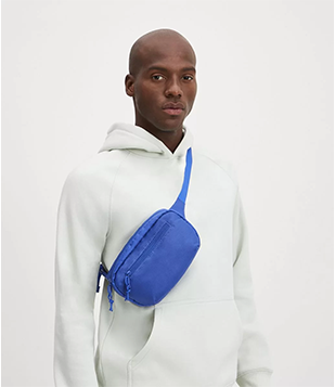 Pochete Com Alça Transversal E Bolsos Com Zíper Azul