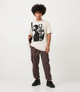 Calça Jogger Em Poliamida Com Bolsos Cargo Marrom