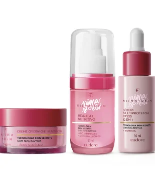 Combo Niina Skin: Hidragel Nutritivo 30ml + Sérum Facial 30ml + Creme Overnight 45g