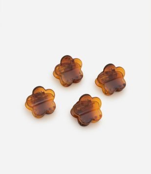 Kit 04 Mini Piranhas de Cabelo com Formato de Flor Marrom