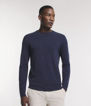 Suéter Básico Em Tricô Azul