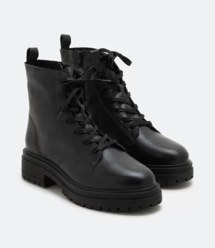 Bota Coturno Em Couro Texturizado Bottero Preto