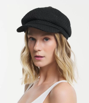 Cap Em Tweed Com Textura Preto
