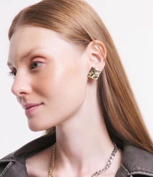 Conjunto Brinco E Colar Curto Com Banho Misto Dourado/Prata