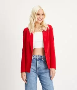 BLAZER BÁSICO EM MALHA COM BOLSOS