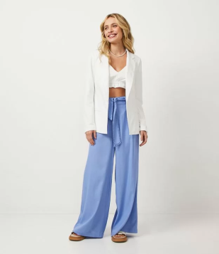 Blazer Básico Em Malha Com Bolsos Branco