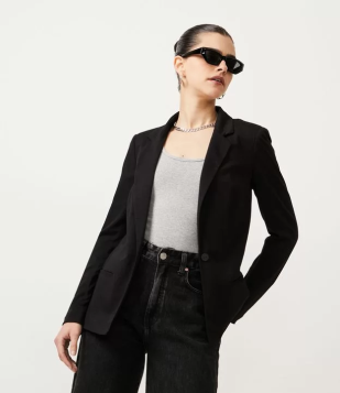 Blazer Básico Em Malha Com Bolsos Preto