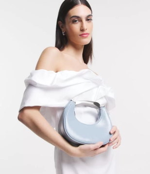 Bolsa Transversal Com Alça De Metal Azul