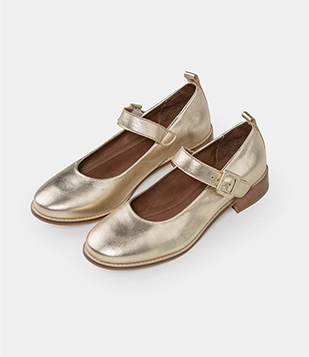 Sapato Social Cyan Shoes Mary Jane Couro Ouro Feminino 4280 Dourado