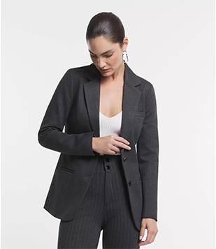 Blazer Alongado Em Ponto Roma Com Bolsos Embutidos Cinza