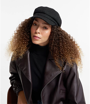 Cap Em Tweed Com Textura Preto