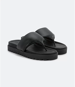 Sandália Rasteira Em Tira Larga Anthracite