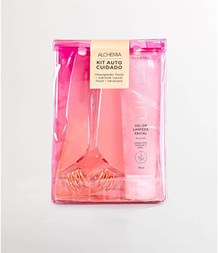 Kit Auto Cuidado Com Massageador Facial + Sabonete Liquido + Necessarie Alchemia KIT