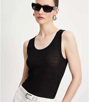 Blusa Regata Em Tricô Leve Preto