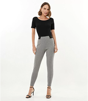 Calça Legging Com Padronagem Xadrez Pied-De-Poule Preto