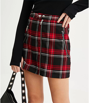 Saia Curta Alfaiataria Com Cós Transpassado E Estampa Xadrez Vermelho/Preto