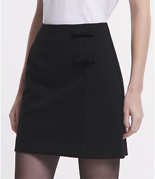 Saia Em Ponto Roma Com Lacinhos Na Lateral E Fechamento Em Zíper Preto