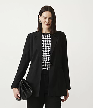 Blazer Alongado E Acinturado Em Crepe Preto