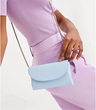 Carteira Grande Em PU Com Lapela E Alça Transversal Azul