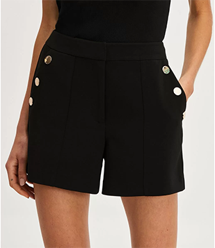 Bermuda Em Crepe Com Botões Nas Laterais Preto