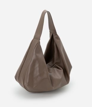 Bolsa Hobo Desestruturada Grande em PU Marrom