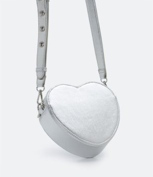 Bolsa Pequena Em Formato De Coração Prata