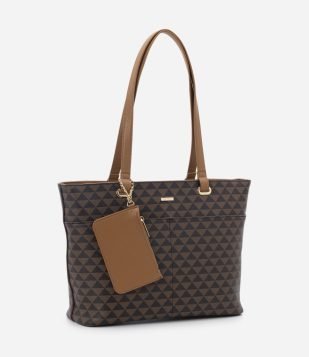 Bolsa Shopper com Alças Variadas e Mini Carteira Marrom