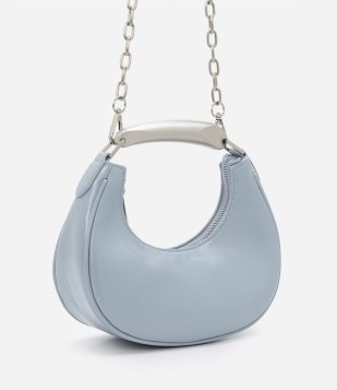 Bolsa Transversal Com Alça De Metal Azul