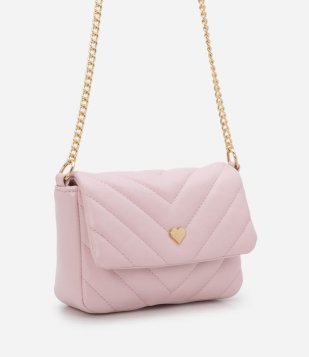 Bolsa Transversal Infantil Em PU Com Textura Matelasse - Tam U Rosa