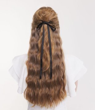 Borrachinha De Cabelo Com Laço Duplo Alongado Preto