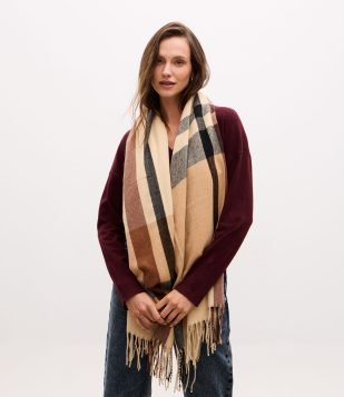 Cachecol em Flanela com Estampa Xadrez Xadrez