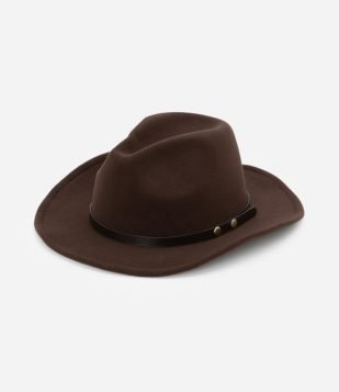 Chapéu Cowboy em Fleece com Gorgurão Marrom